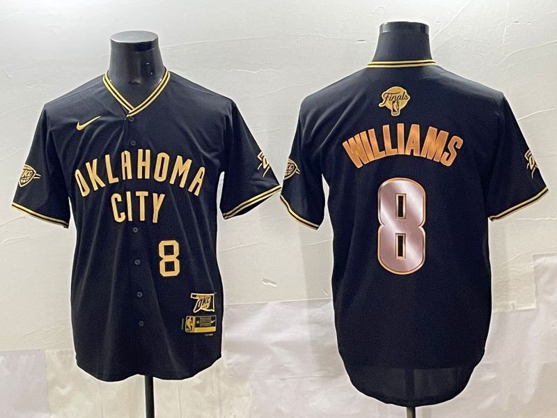 Men 2025 Oklahoma City Thunder #8 Williams Black Gold Nike Joint Name NBA Jersey style 13